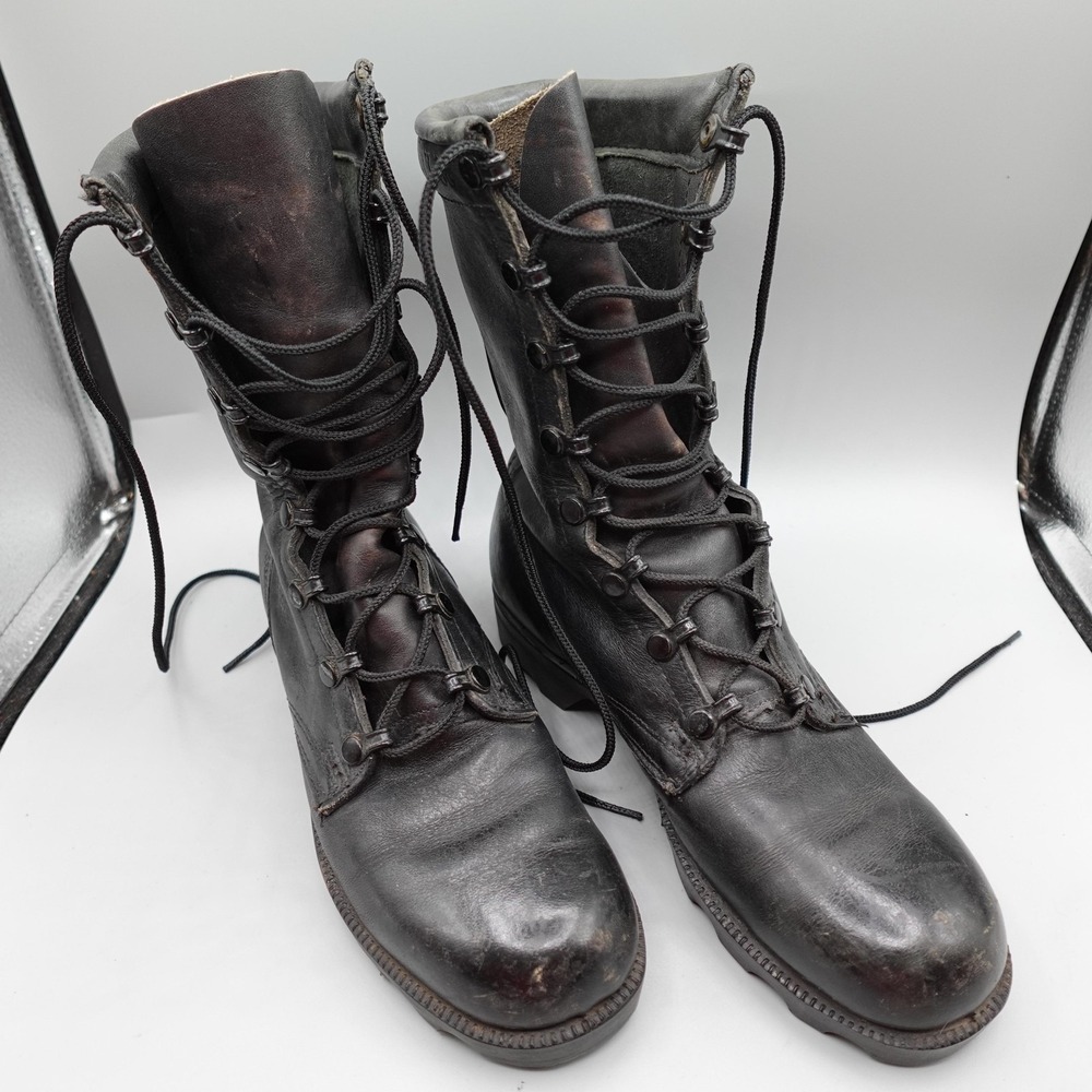 Vintage Military Combat Jump Boots Mens 4.5 Black Leather PJ 7-86 80s Tactical